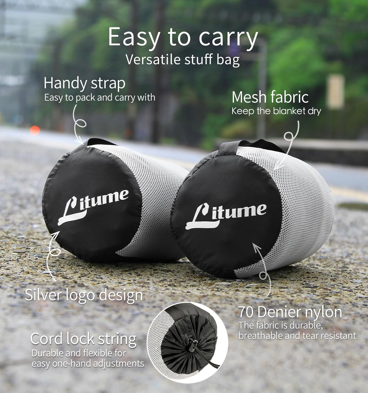 Litume Travel Blanket Lightweight and Breathable, 67 x 48 in Soft Airplane Flight Blanket for Travelers, Foldable Camping Sheet with Stuff Sack for Train, Camp, backpacking, office, home (Velvet E650) - Image 6