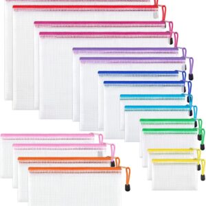 JARLINK 18 Pack 8 Sizes Mesh Pouch, 9 Colors, Waterproof Zipper Bags Document Multipurpose Travel Bags for Office, School, Board Game, Puzzles, Cosmetics, Travel Accessories, and Home Organization