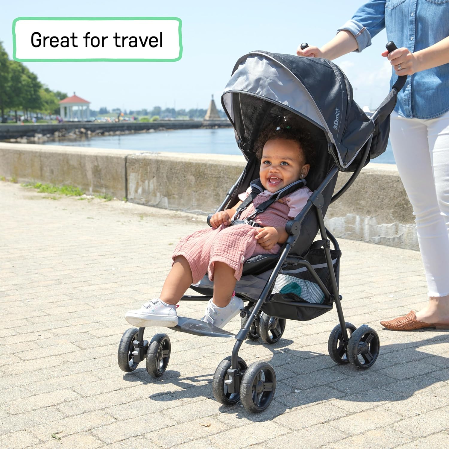 Ingenuity 3D Mini Convenience Stroller – Lightweight Stroller with Compact Fold, Multi-Position Recline, Canopy with Pop Out Sun Visor and More – Umbrella Stroller for Travel and More, Gray - Image 2