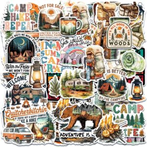 50PCS Outdoor Adventure Stickers, Travel Camping Stickers for Kids Family Waterproof Vinyl Nature Sticker for Water Bottles Phone Luggage Car Bike Scrapbooking Journaling
