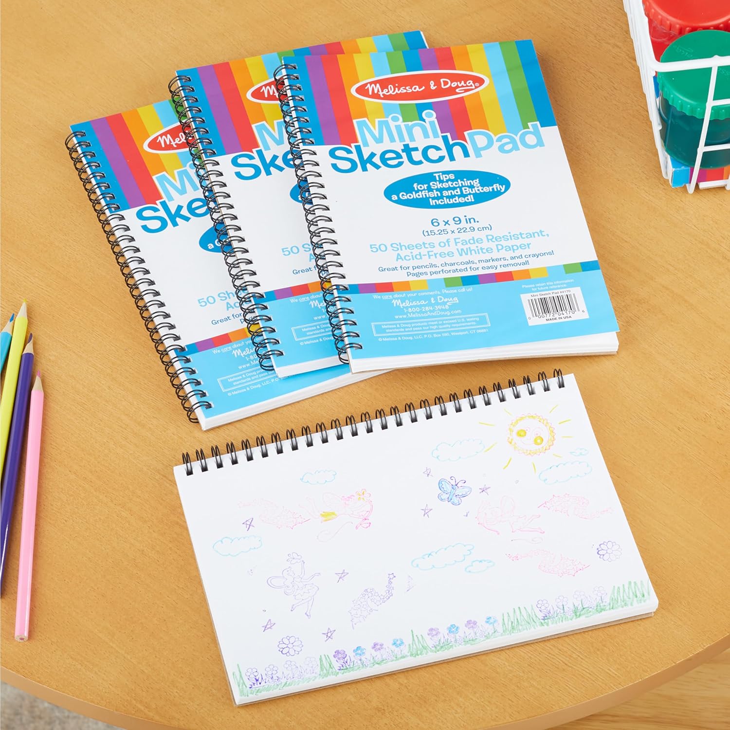 Melissa & Doug Mini-Sketch Pad, Spiral-Bound Drawing Paper, 4-Pack Bundle for Coloring, Writing or Painting (6 x 9 inches) 50 Sheets Each, Kids Drawing Pad & Art Supplies for Kids Ages 3+ - Image 9