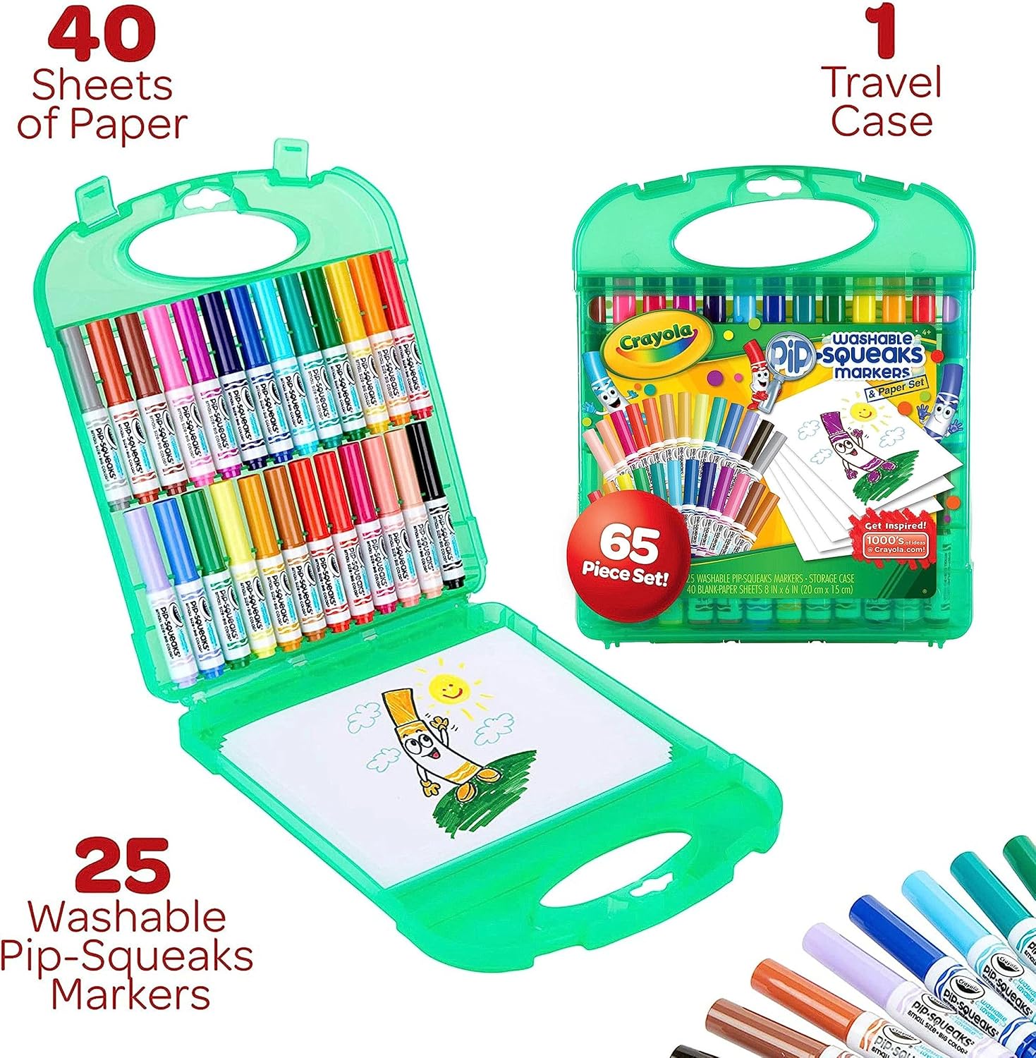Crayola Pip-Squeaks Washable Marker Set (65ct), Holiday & Christmas Gifts for Kids, Coloring Set, Art Supplies for Kids, Drawing & Craft Kit, Travel Activity, 4+ - Image 6