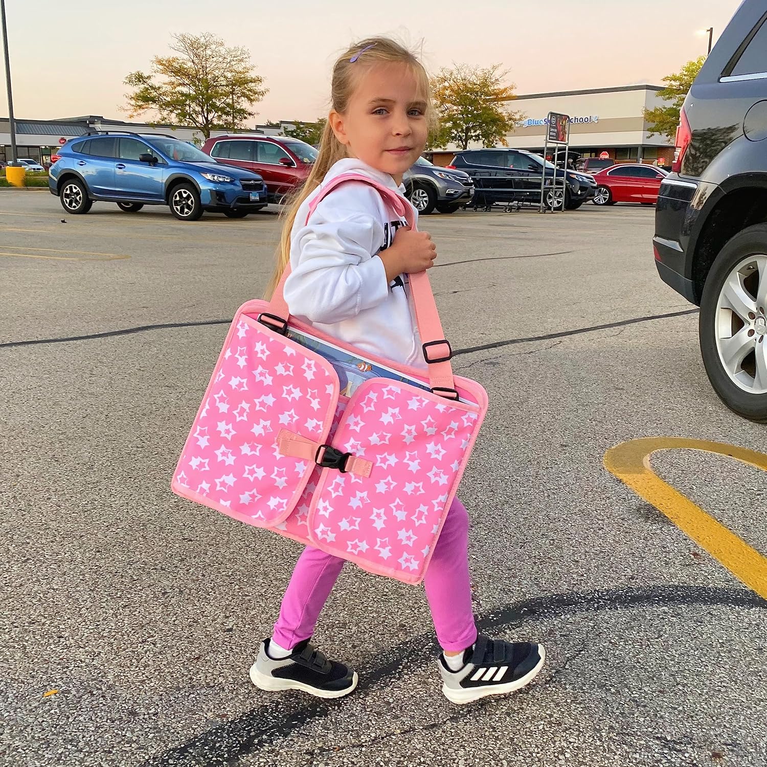 MENZOKE Kids Travel Tray for Toddler Car Seat, Road Trip Activities for Kids with iPad Holder Stand & Dry Erase Board, Road Trip Essentials Accessories Lap Tray as Travel Gifts for Kid, Pink - Image 8